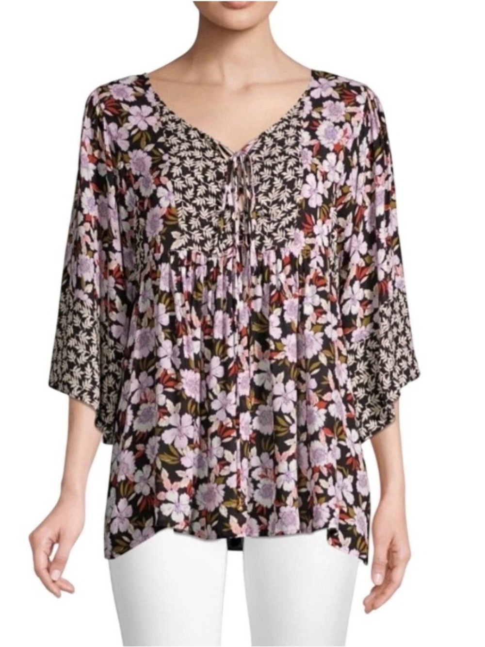Johnny Was Jade Peasant Top Floral Boho Flowy Tunic Ameesha Sz S Hippie Festival